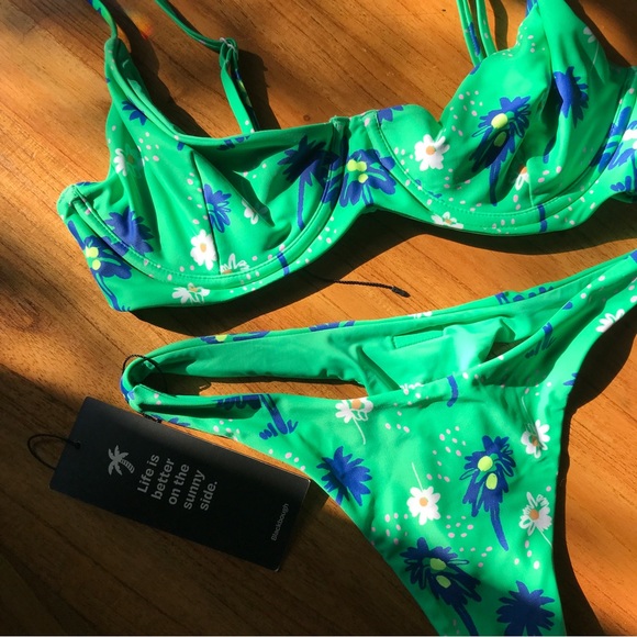Blackbough Other - BNWT Blackbough Green Floral Bikini Bralette Underwire Bikini Set